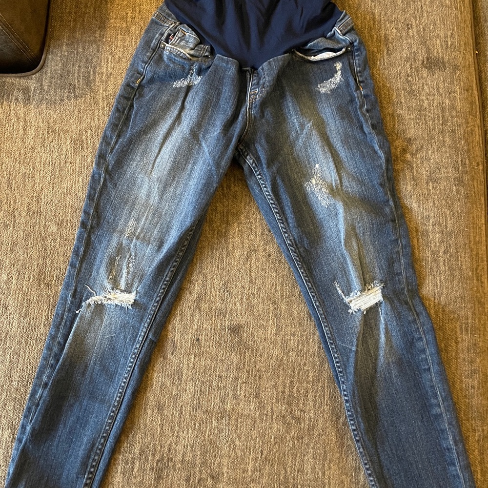 Stylish Blue Distressed Women's Jeans Maternity #51